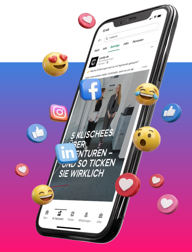 Smartphone mit 3D-Emojis